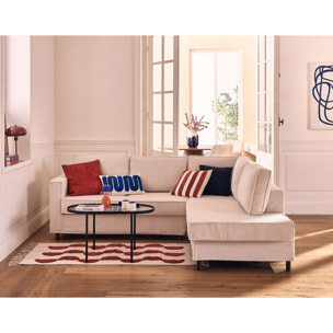 Housse en velours côtelé pour canapé Jake déhoussable d'angle droit 5 places - Beige