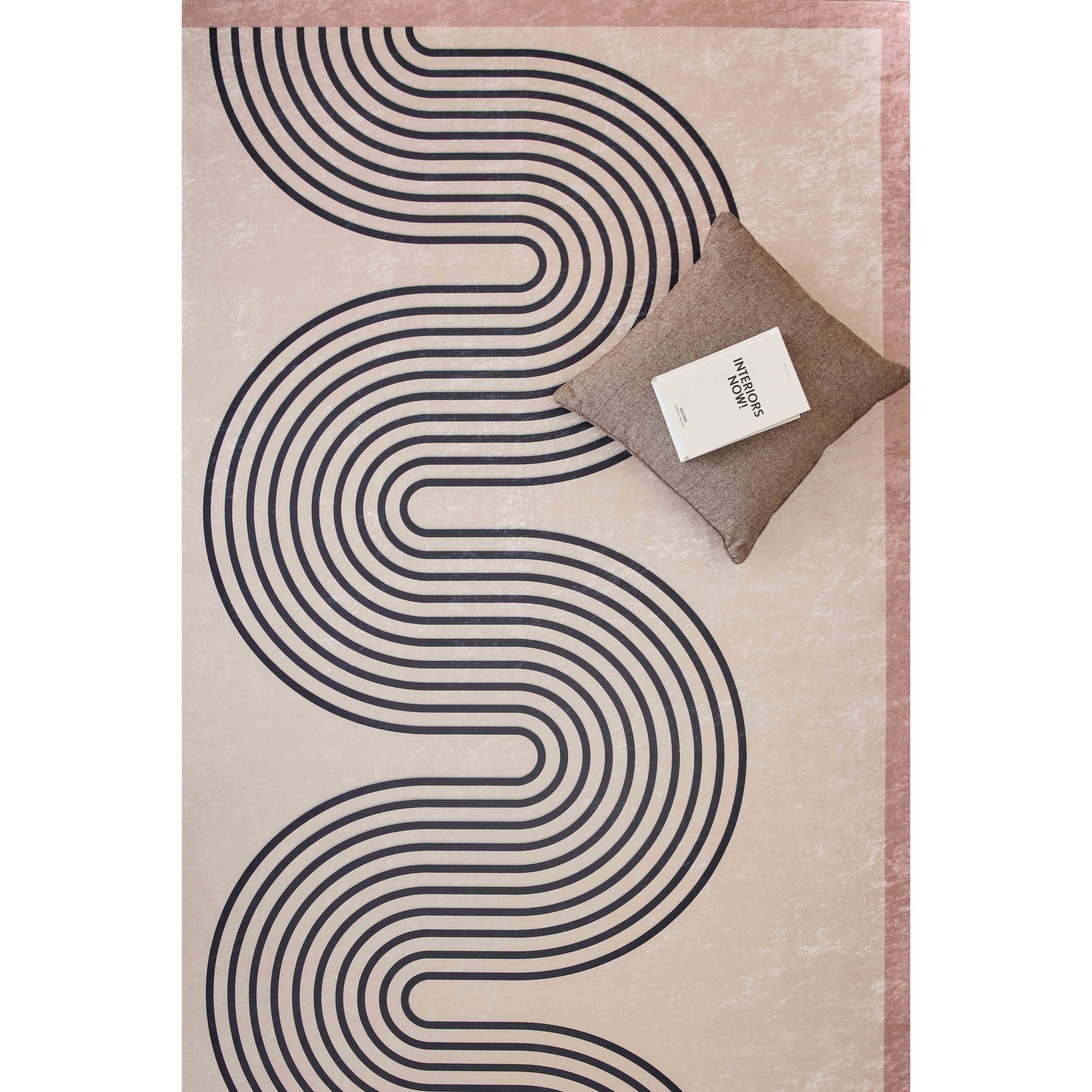 GREGE - Tapis lavable motif vague - Beige