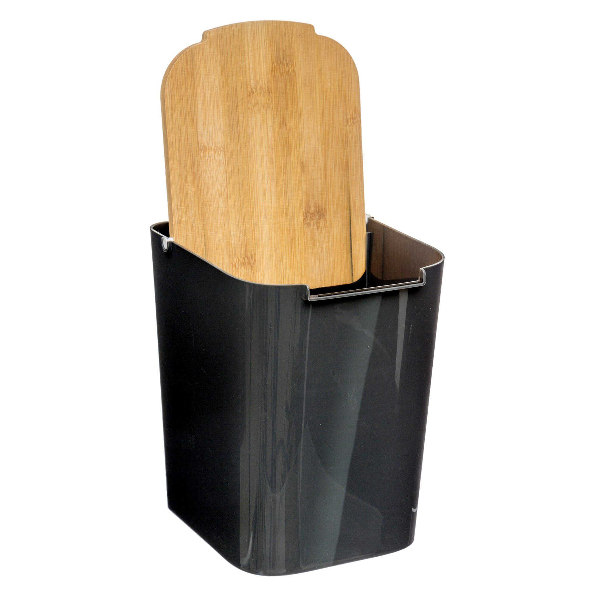 Papelera con tapa de bambú baltik 5l negra