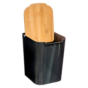 Papelera con tapa de bambú baltik 5l negra