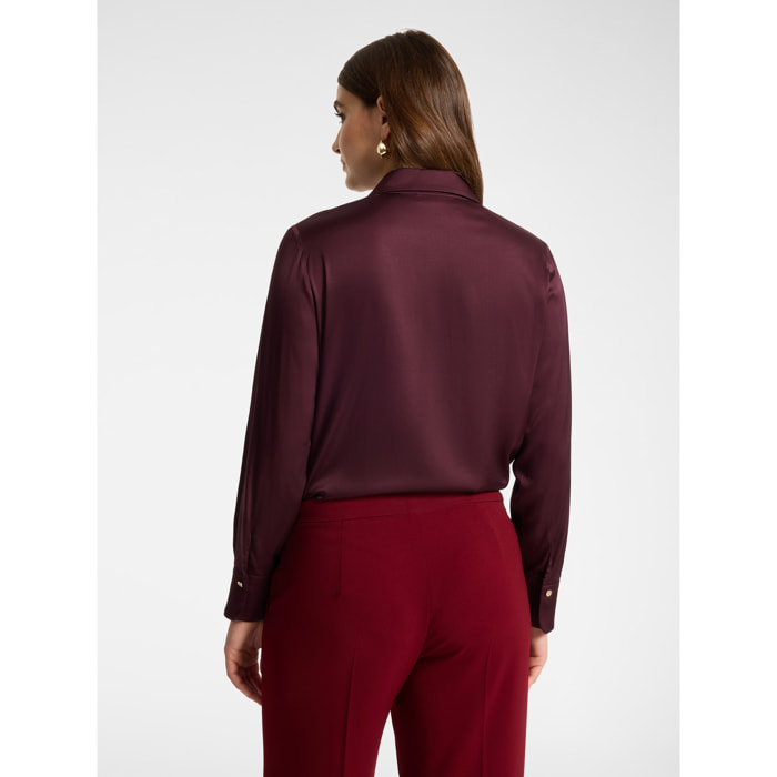 Elena Mirò - Camicia in raso di viscosa stretch - Bordeaux