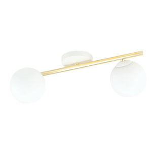 Lampada a sospensione SPLENDI in acciaio oro e vetro bianco