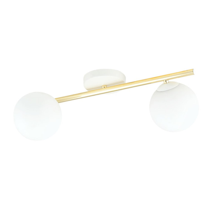 Lampada a sospensione SPLENDI in acciaio oro e vetro bianco