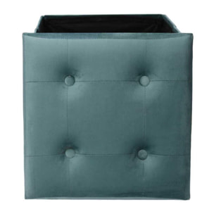 Pouf pieghevole Vacchetti in velluto verde salvia cm38x38h38