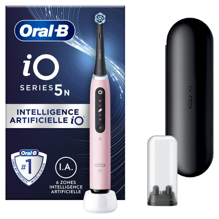 Oral-B iO 5N - Avec Etui de Voyage - Rose - Brosse À Dents Électrique connectée