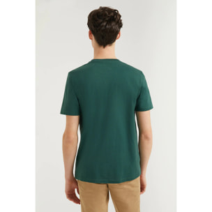 Maglietta basic verde bottiglia in cotone con logo Rigby Go