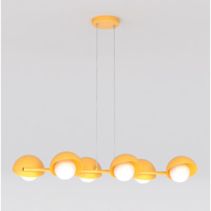 Lampada a sospensione Boom in acciaio arancione e vetro