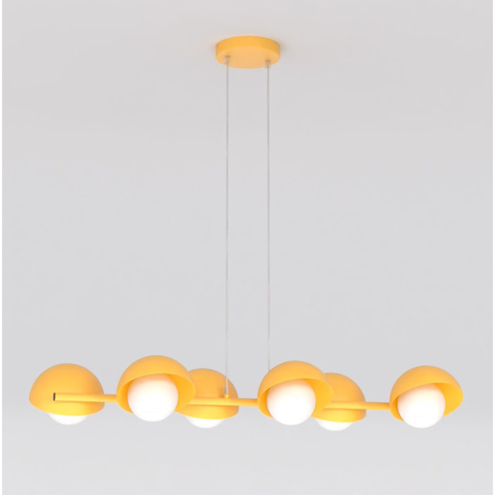 Lampada a sospensione Boom in acciaio arancione e vetro