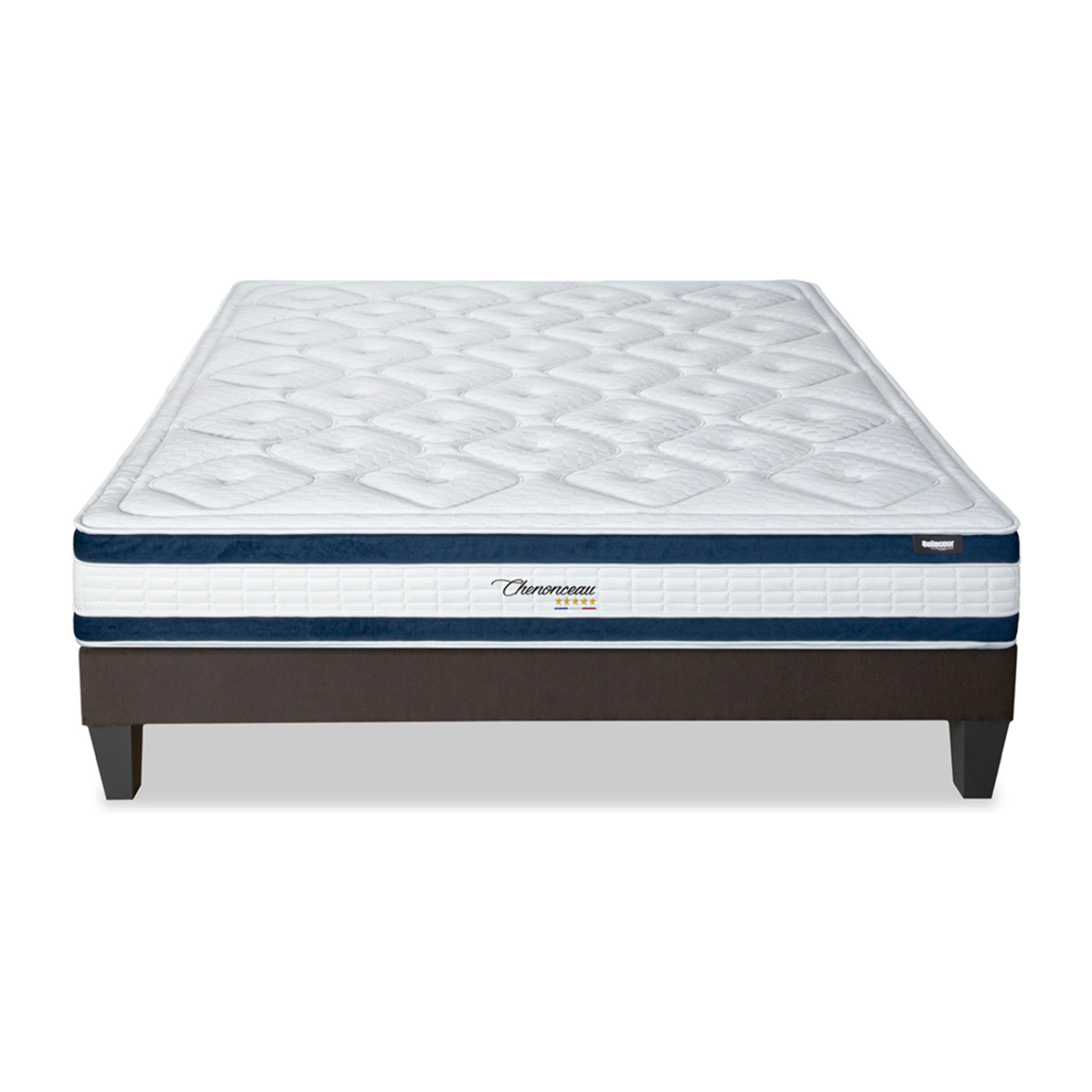 Ensemble Matelas Chenonceau & Sommier KIT15, 26 cm, Mémoire de Forme Haute Densité, Technologie Tri-Lattes, Soutien Ferme
