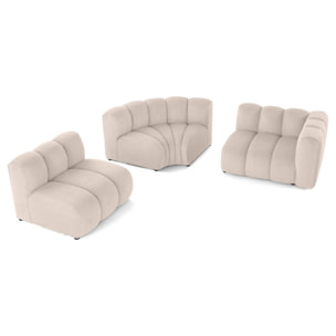 Debbie - canapé modulable d'angle gauche 4 places avec accoudoir en tissu texturé - Beige