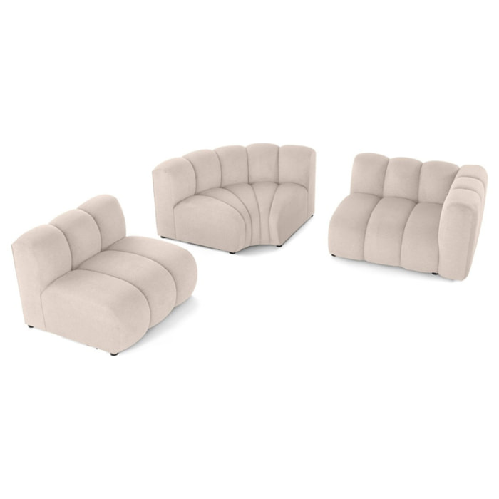 Debbie - canapé modulable d'angle gauche 4 places avec accoudoir en tissu texturé - Beige