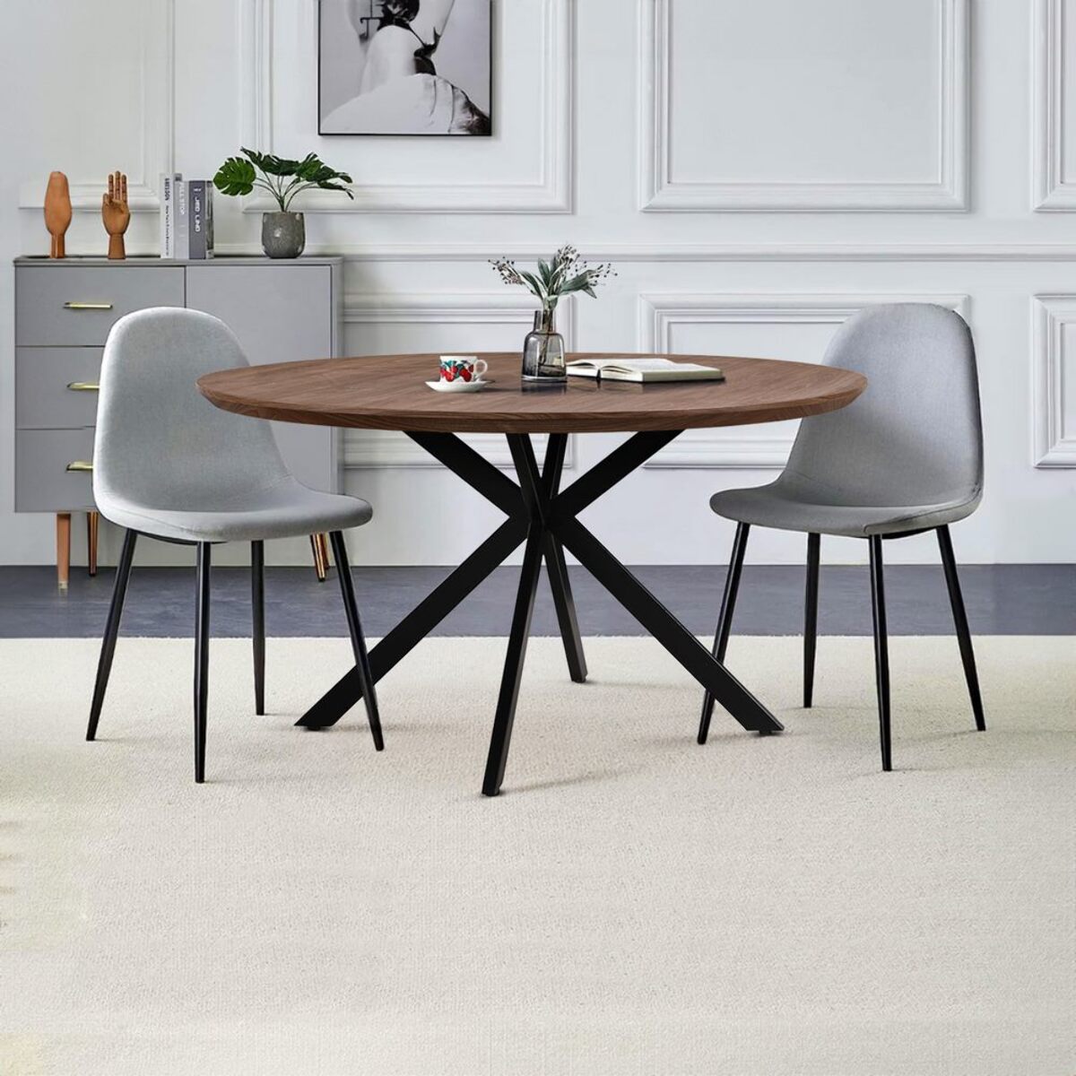 Tavolo da pranzo tondo 140 cm industrial color rovere - Gabry