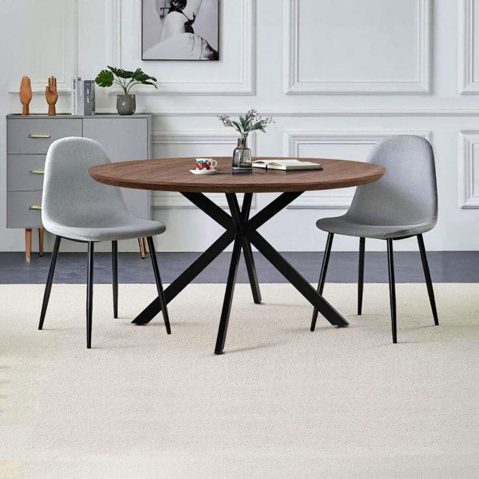 Tavolo da pranzo tondo 140 cm industrial color rovere - Gabry