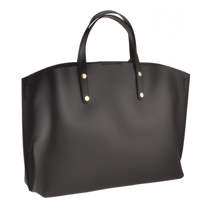 Borse Donna colore Nero-in pelle Made in Italy L46 cm X W30 cm X H8 cm