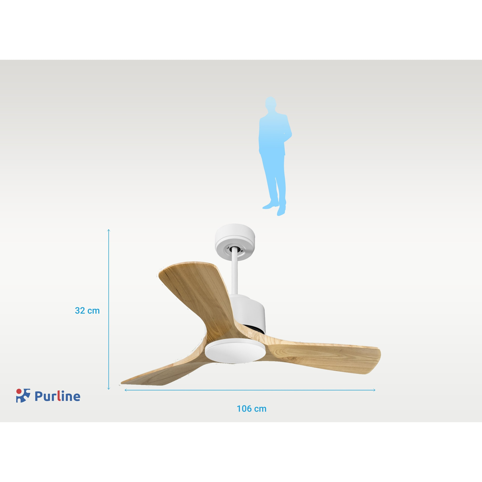 Ventilateur de plafond ø106 cm avec Wifi Réversible Hypersilence 40   W Blanc