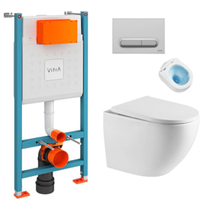 V-Fix Core Pack Bâti-support Vitra + WC sans bride SAT + Abattant SoftClose + Plaque Chrome Mat (V-FixFusionTQ-5)