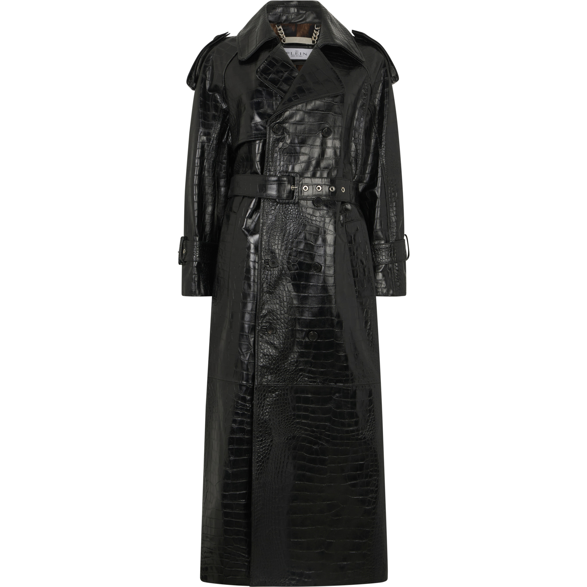 PHILIPP PLEIN Long Trench Coat Cocco