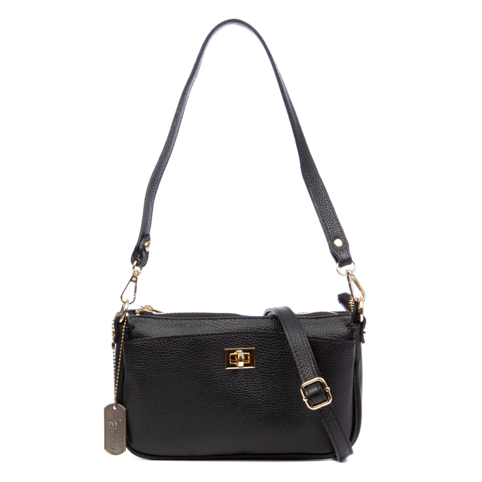 Balzola borsa a spalla donna. Pelle autentica finitura Dollaro.