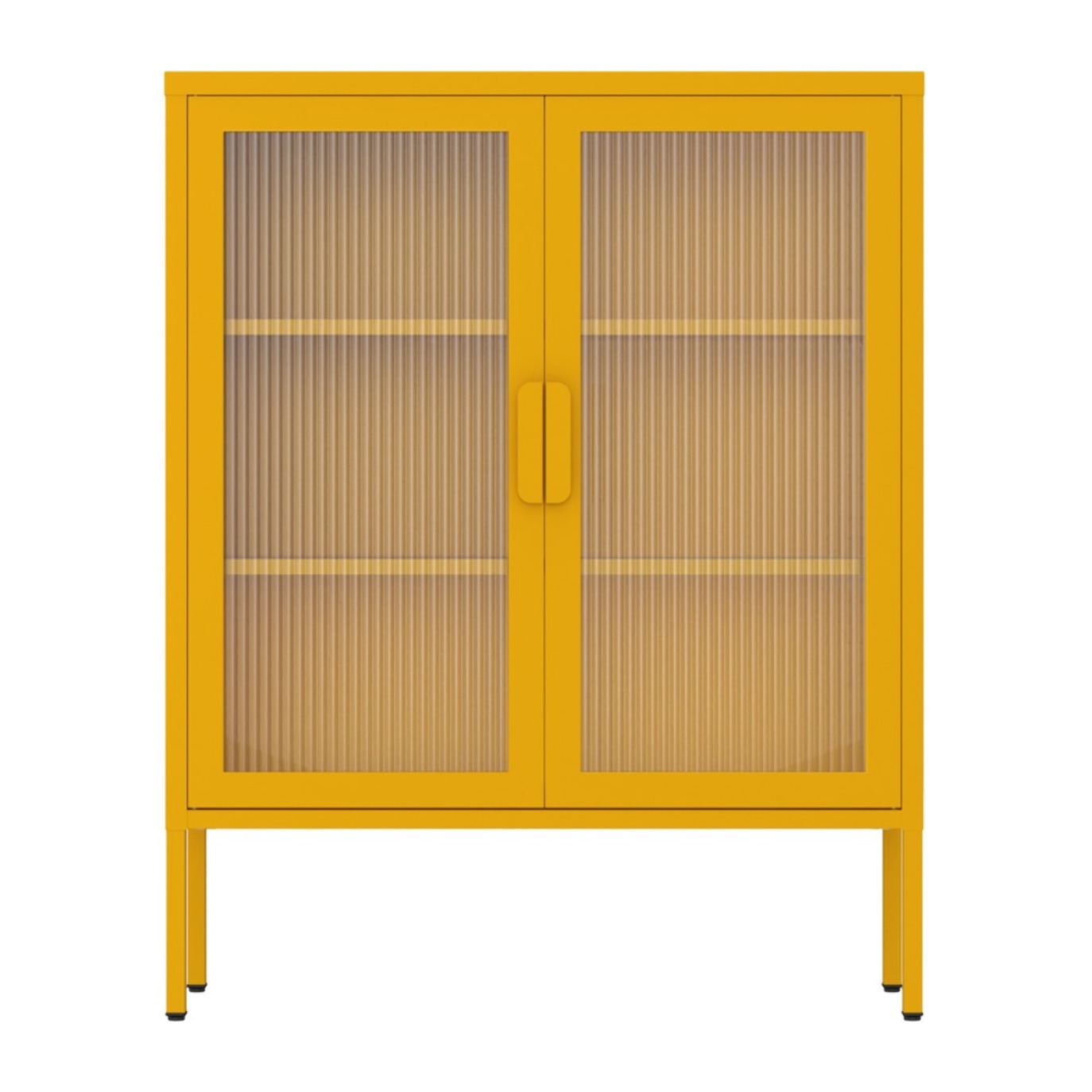 Vetrina in metallo 2 ante con ripiani 80x38x100h cm senape - Pop