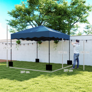 Carpa Plegable Pop-up Gazebo 3x3 m Cenador Plegable con Protección UV 50+ Altura Ajustable Bolsa de Arena y Bolsa con Ruedas para Camping Fiestas Azul Oscuro