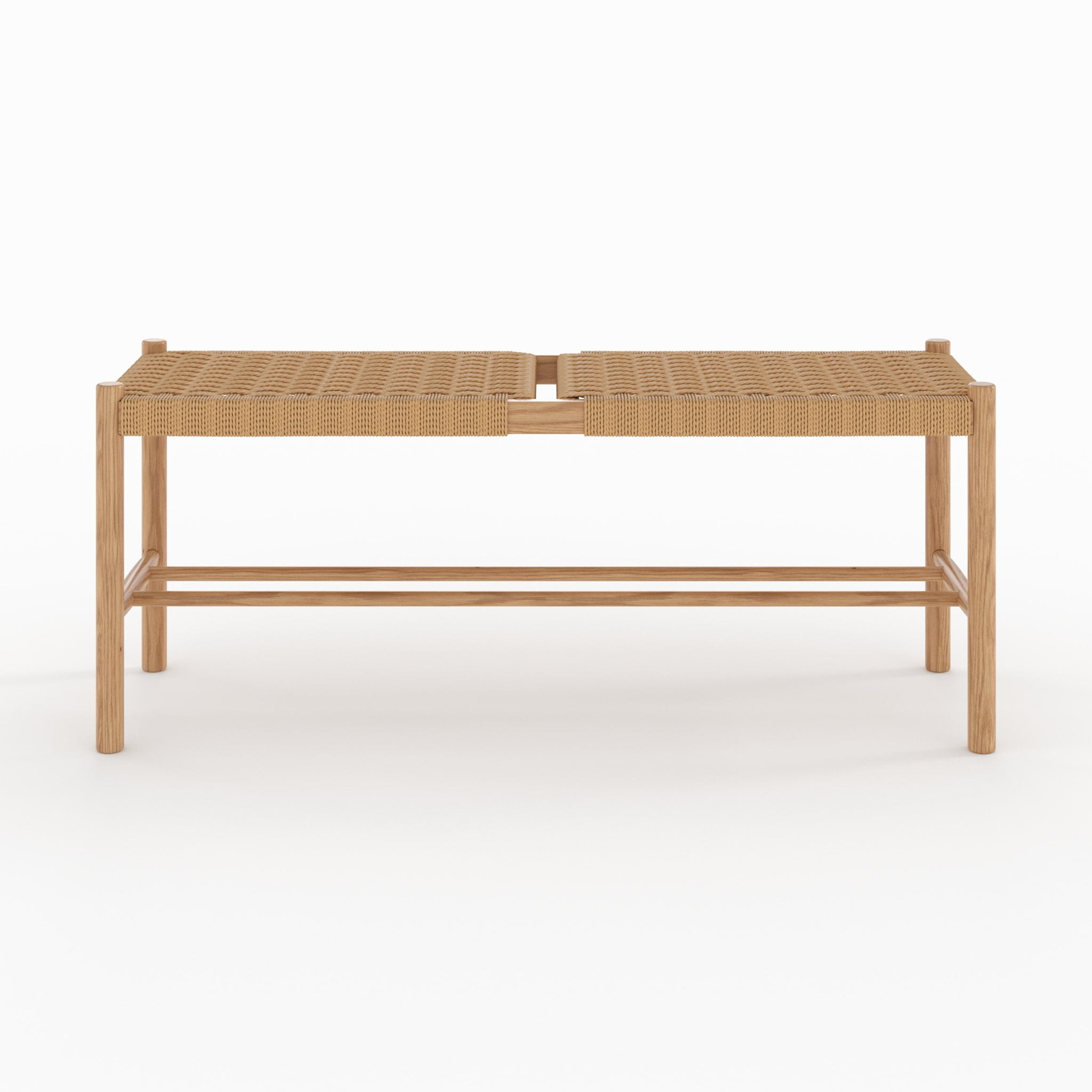 Banc 2 places en bois de chêne massif avec tressage - Kepler