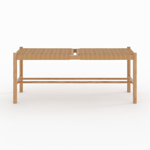 Banc 2 places en bois de chêne massif avec tressage - Kepler