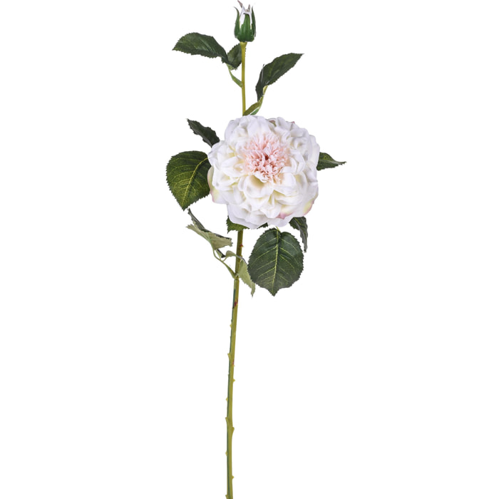 Rosa Con Boccio. Altezza 69 Cm - Pezzi 6 - 12X69X7cm - Colore: Bianco - Bianchi Dino - Fiori Artificiali