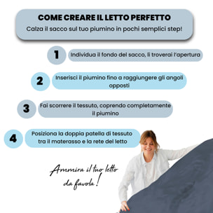 PARURE COPRIPIUMINO WATER WASHED, 100% Microfibra, No Stiro - BLU
