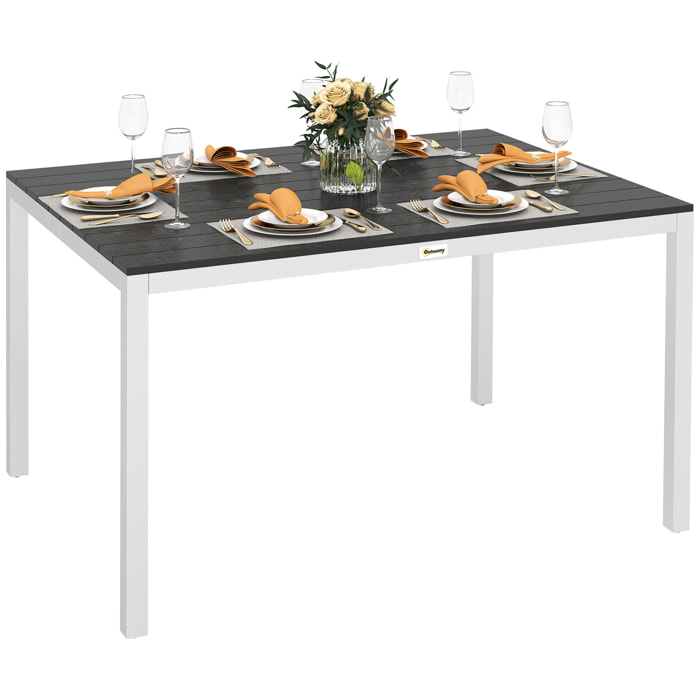 Mesa de Comedor de Jardín Rectangular Mesa de Terraza Exterior 120x90x72 cm con Estructura de Aluminio Imitación Madera y Encimera de Listones Carga 50 kg para Patio Balcón Negro
