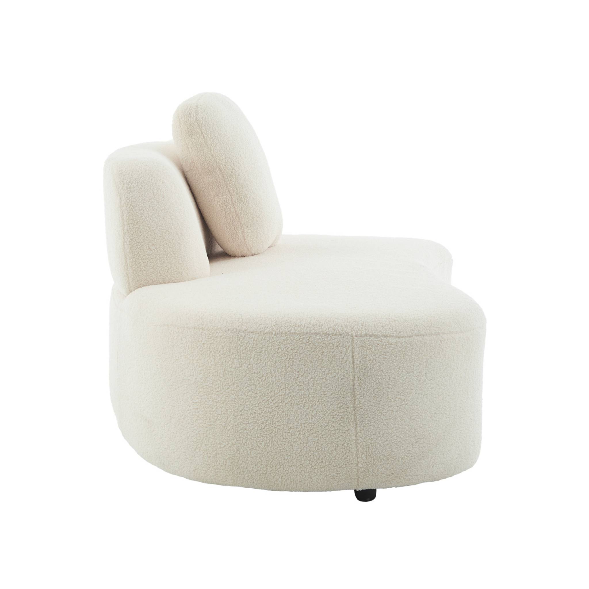 Canapé virgule organique gauche 2-3 places bouclette blanche  L 171 x P 93 x H 68cm - Wave
