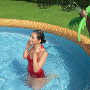 Bestway Piscine gonflable ronde Bestway Fast Set 457 x 84 cm décor tropical