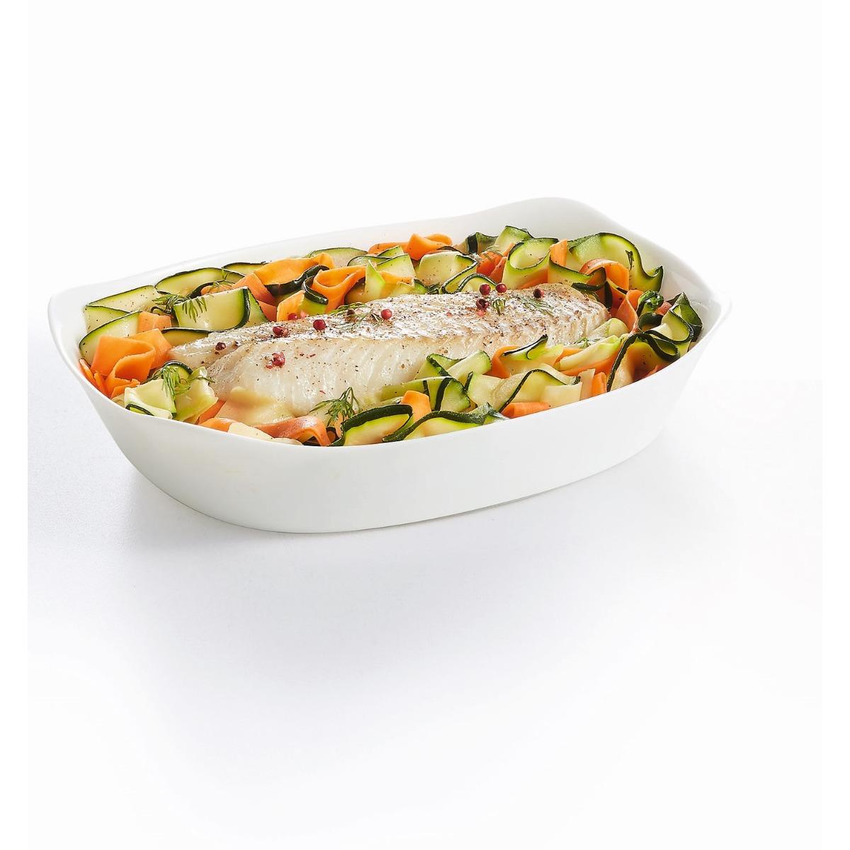 Plat à four rectangulaire blanc 30X22cm Smart Cuisine Carine 250°C - Luminarc - Opale culinaire extra léger et résistant
