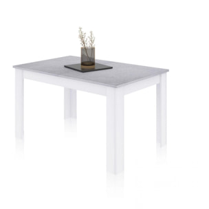 Mesa de comedor extensible Danna 140 Blanco Artik (Blanco Mate) - Gris Cemento