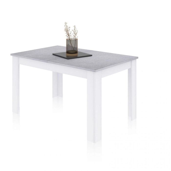 Mesa de comedor extensible Danna 140 Blanco Artik (Blanco Mate) - Gris Cemento
