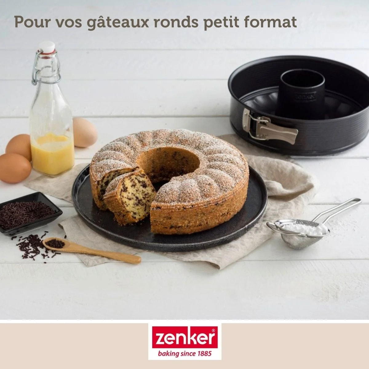 Set pâtisserie avec moule à manqué et à savarin, 2 bols à mixer, verre mesureur et spatule Zenker