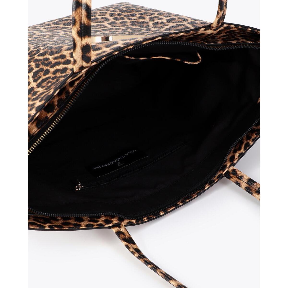 Borsa shopper basic con stampa leopardata