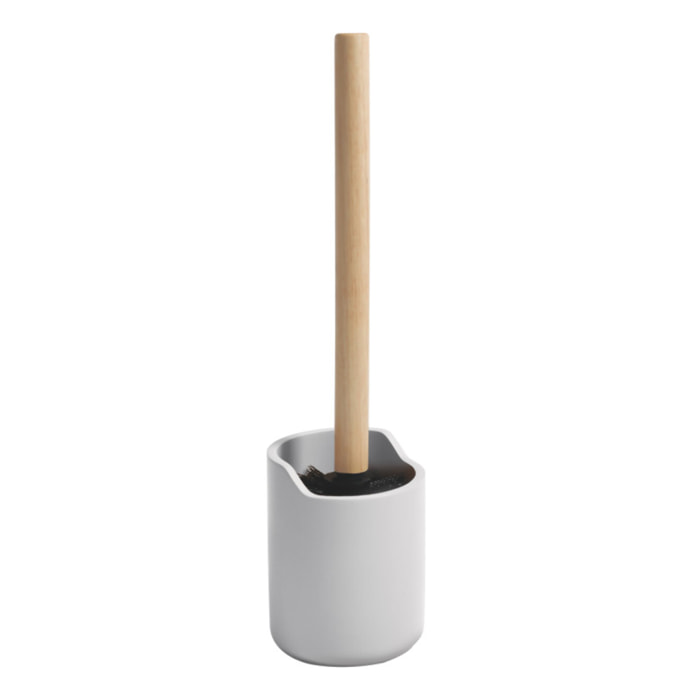 Brosse wc avec support Polyrésine & bois SYBELLA blanc Spirella
