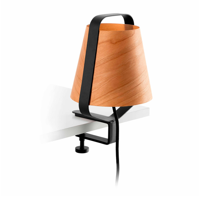 STOOD Lampada clip nera et legno