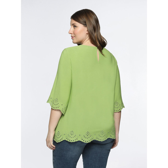 Fiorella Rubino - Blusa con parte inferior efecto encaje - Verde claro