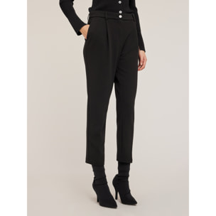Motivi - Pantaloni regular in tessuto crêpe - Nero