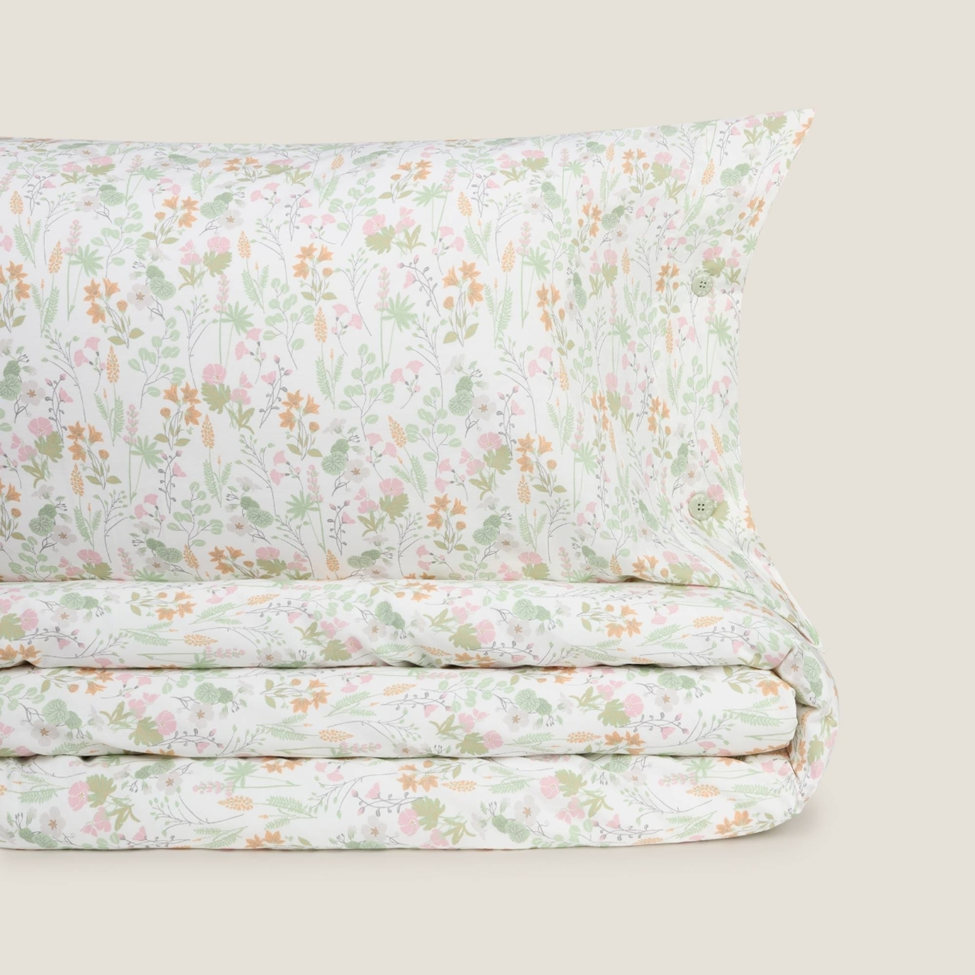 Funda nórdica algodón flores Ferda color verde 100% Algodón percal