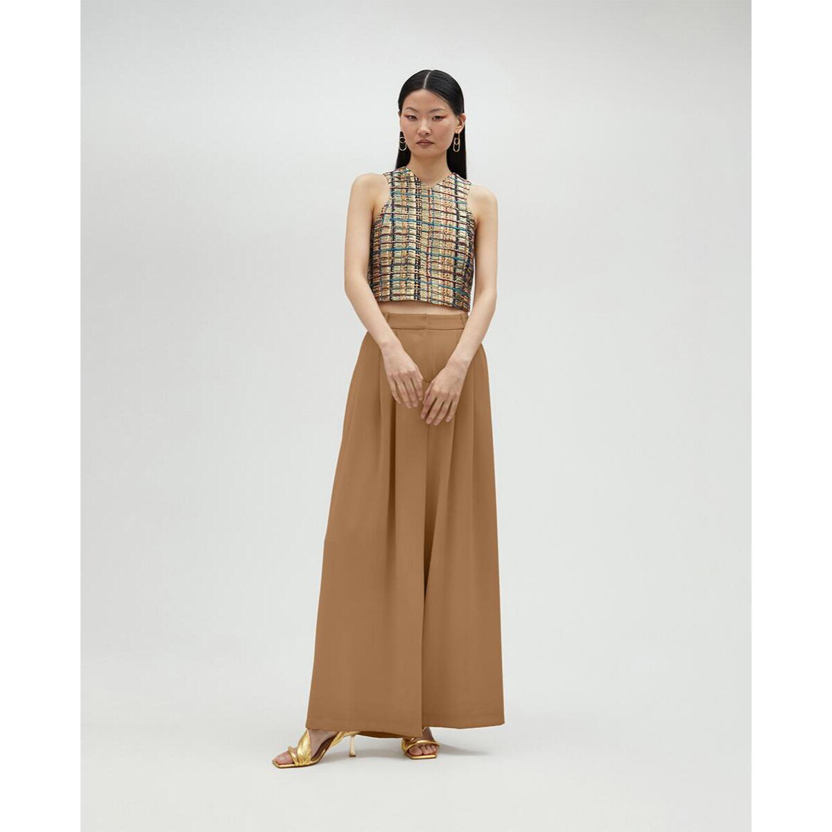 Pantalone palazzo con pinces