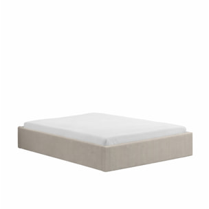 ABATE Lit avec coffre de rangement 140x190cm velours côtelé beige