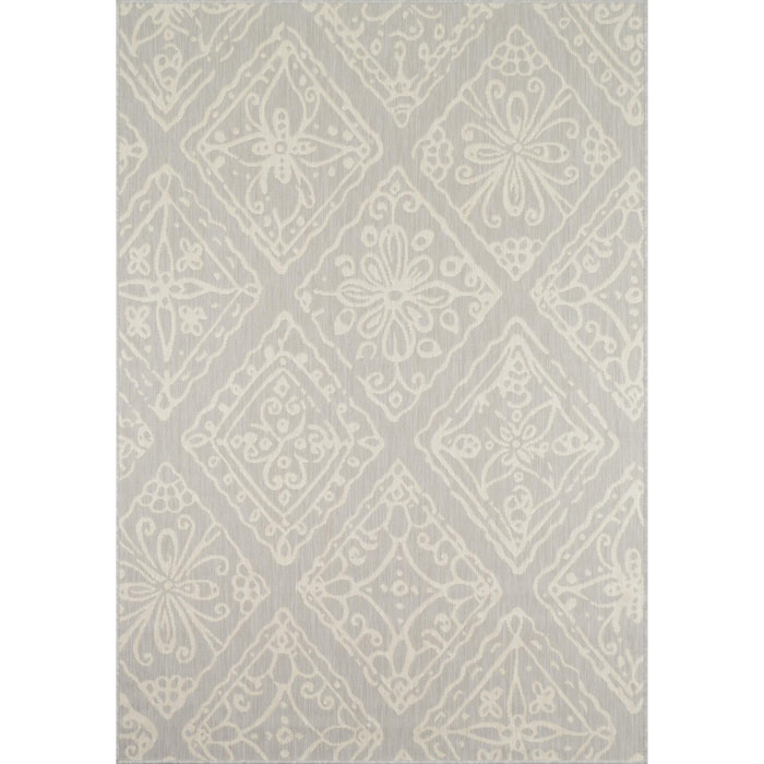Samba - tapis intérieur extérieur motif floral, gris