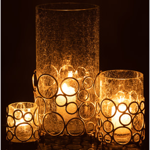 J-Line photophore Kyev - verre/acier - transparent/or - large