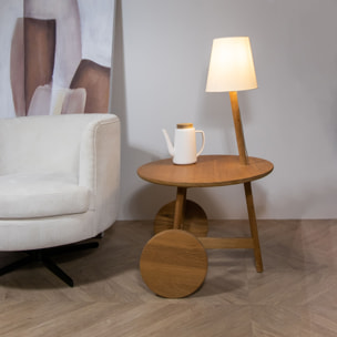 Table d'appoint en teck avec lampe