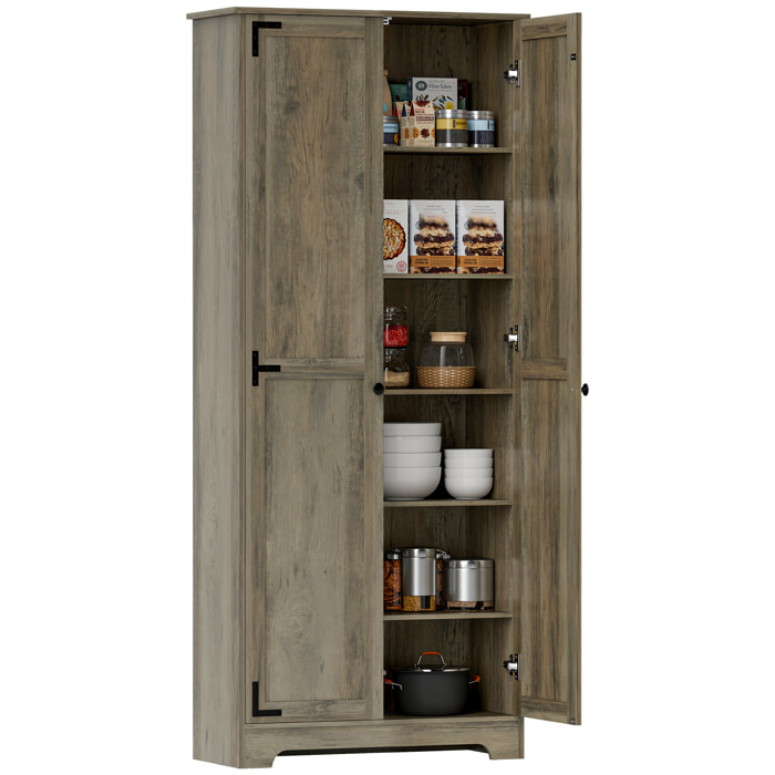 Alacena de Cocina Armario de Cocina Armario de Almacenaje con 2 Puertas y Estantes Ajustables para Comedor Salón 78x31,5x182 cm Marrón Grisáceo
