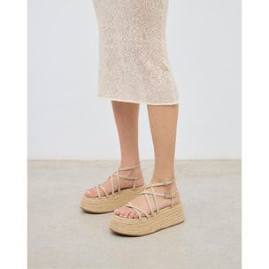 Sandalias de plataforma Zahara Beige 7 cm