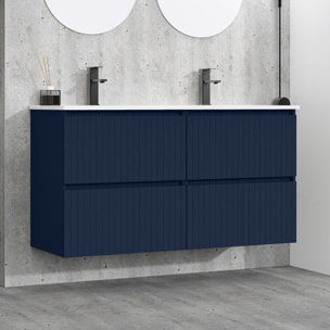 Conjunto de Baño Miya | Mueble de Baño Suspendido | 120 cm Azul| Cuatro Cajones | Lavabo Encastrado | No incluye Espejo | Alday