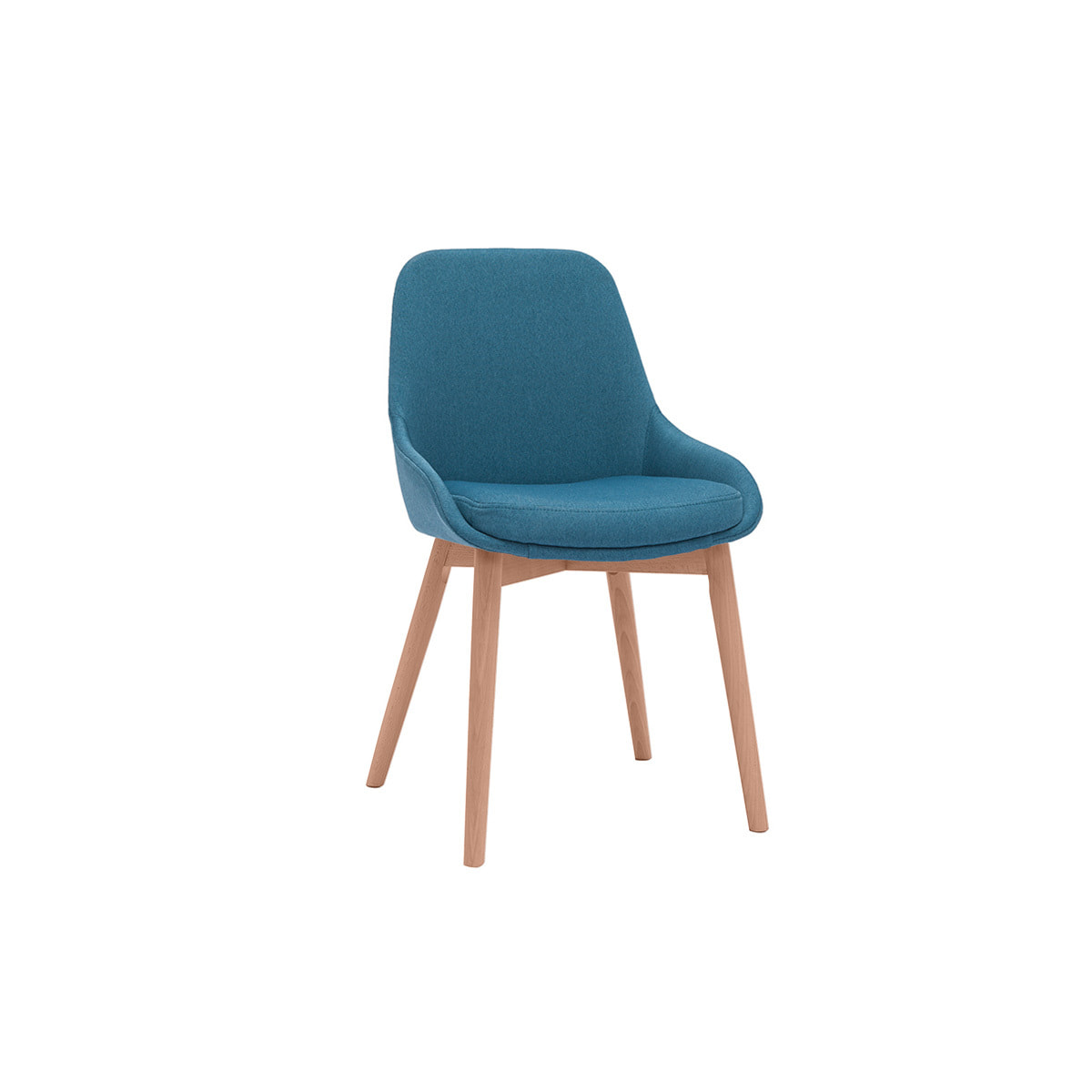 Chaises scandinaves en tissu bleu canard et bois clair massif (lot de 2) HOLO